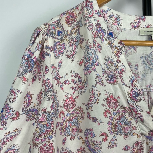 Adrienne Vittadini Multicolor Paisley Floral 3/4 Sleeve Boho Blouse - Picture 5 of 7